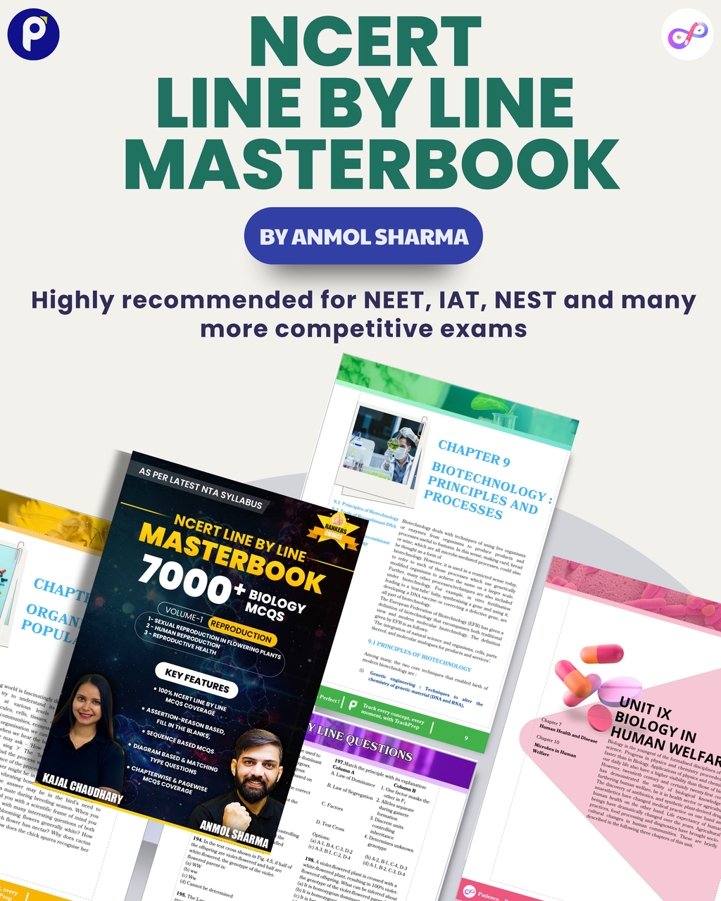 Class 12 Biology – NCERT Line-by-Line Masterbook Pack of 5