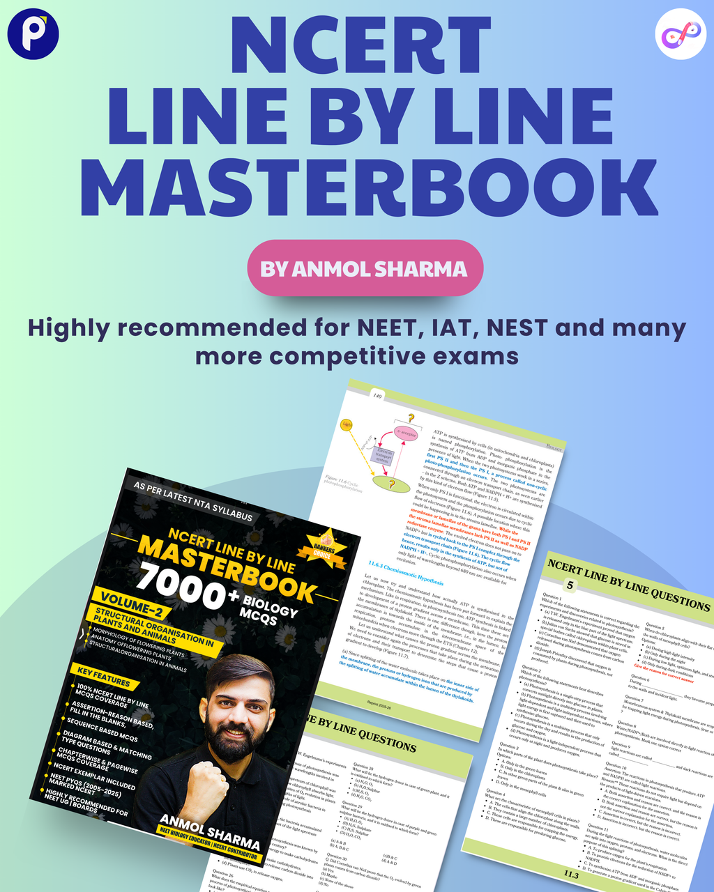 Class 11 Biology – NCERT Line-by-Line Masterbook Pack of 5